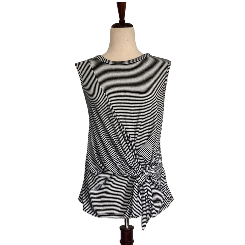 Thyme & Honey Women’s Knot Detail Crewneck Sleeveless Knit Top, Striped Medium